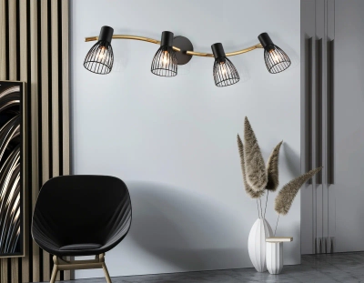 Светильник накладной TR8662/4 BK/GD черный/золото E14/4 max 60W 760*100*170