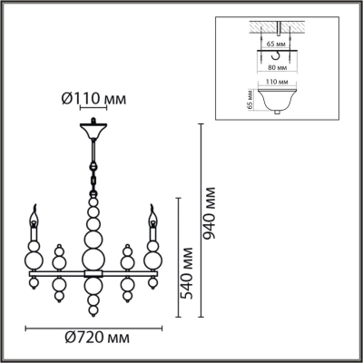 8106/8 MODERNI LN26 130 черный/золото, металл Люстра Е14 8*40W 220V NANA