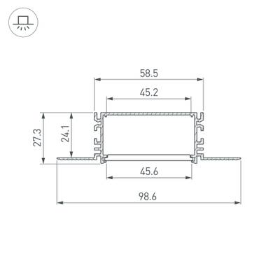 Профиль FANTOM-BENT-W49-TOP-2000 ANOD (Arlight, Алюминий)