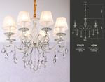 Подвесная люстра с абажурами и хрусталем TR4548/8 WH/SL белый/серебро E14/8 max 40W D680*545