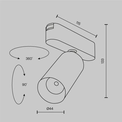 Трековый светильник Focus Led Radity 4000K 12Вт 36°, TR103-1-12W4K-M-W. TM Maytoni