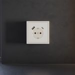 VLS001013 Накладка для розетки с заземлением и защитными шторками, с USB A+C, S70 (хлопок). (ТМ Maytoni)