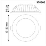 358806 SPOT NT21 292 белый Светильник встраиваемый светодиодный IP20 LED 12W 960Лм 3000K 100-240V GESSO