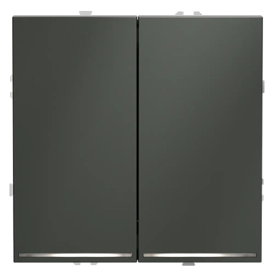 VLS020206 Выключатель встраиваемый VOLTUM S70 двухклавишный с подсветкой 10А, (титан). (ТМ Maytoni)