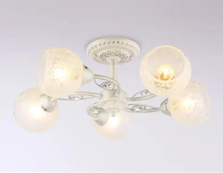Потолочная люстра TR3062/5 WH/SL/FR белый/серебро/белый матовый E27/5 max 40W D615*245