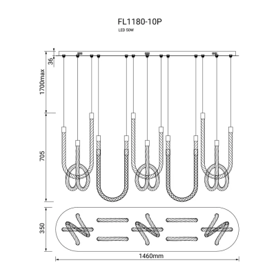 Люстра подвесная Levita FL1180-10P, LED