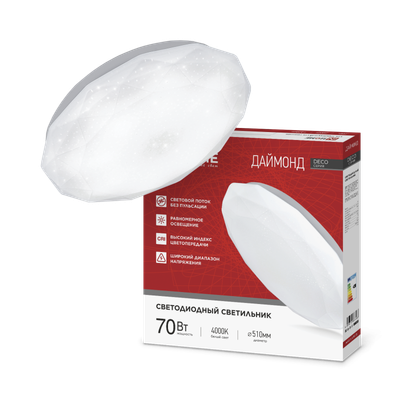 Светильник светодиодный DECO ДАЙМОНД 120Вт 6500К 12600лм 230В 496х85мм IN HOME 4690612062242