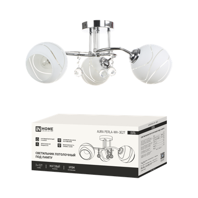Светильник AURA PERLA-WH-3E27 440х440х210 потолочн. под лампу хром IN HOME 4690612058078