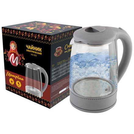Чайник МАТРЁНА MA-009 электрический (2,0 л) стекло серый