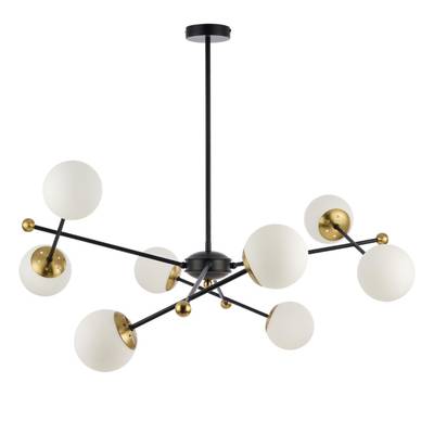 6581/8 MODERNI LN25 108 черный, золотой/белый металл  /стекло Люстра потолочная E14 8*40W 220V MELODY
