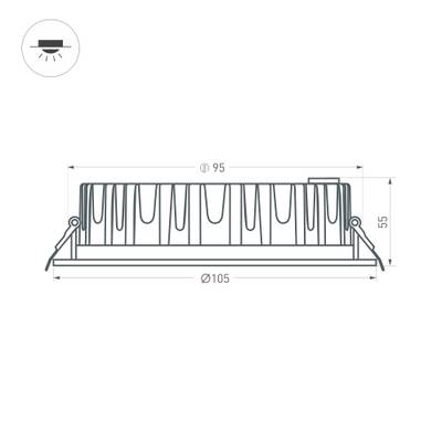 Светильник MS-MIST-BUILT-R105-9W Warm3000 (WH, 110 deg, 230V) (Arlight, IP54 Металл, 5 лет)