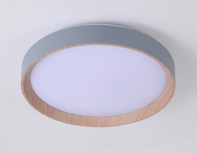Потолочный светодиодный светильник с пультом FZ1320 GR/LWD серый/светлое дерево IP20 41W 3000-6400K D390*70 (ПДУ ИК)