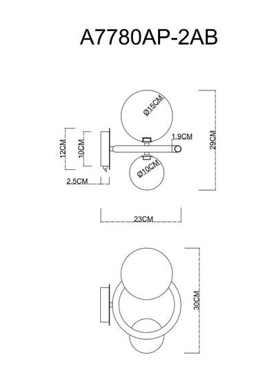 Бра Arte Lamp ALBUS A7780AP-2AB, 2хG9