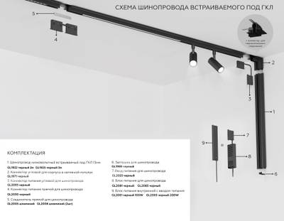 Шинопровод низковольтный накладной Magnetic 48V 10mm GL1912 BK черный IP20 1000*21*43