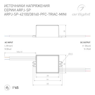 Блок питания ARPJ-SP-42100-PFC-TRIAC-MINI (4W, 21-42V, 100mA) (Arlight, IP65 Пластик, 5 лет)