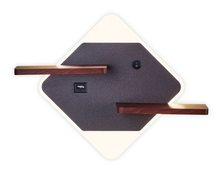 Настенный светодиодный светильник с выключателем, USB и полкой FW101 CF/WD кофе/дерево LED 3000K/4200K/6400K 12W 340*250*105