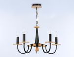 Светильник подвесной TR9593/5 BK/LW черный/светлое дерево E14/5 max 40W D555*660