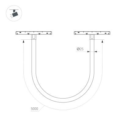 Светильник MAG-ORIENT-TUBE-ELASTIC-R25-L5000-70W Warm3000 (BK, 360 deg, 48V, DALI) (Arlight, IP20 Металл, 3 года)