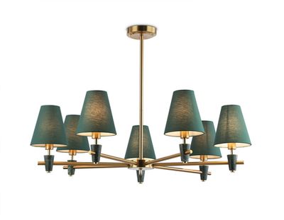 Светильник на штанге LH75053/7 BS/GN латунь/зеленый E14*7 max 40W D840*580