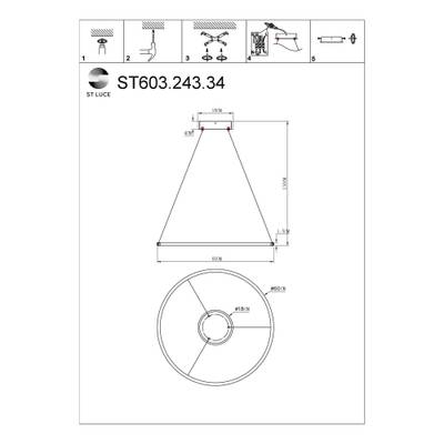 ST603.243.34 Светильник подвесной ST-Luce Золотистый/Белый LED 1*34W 4000K