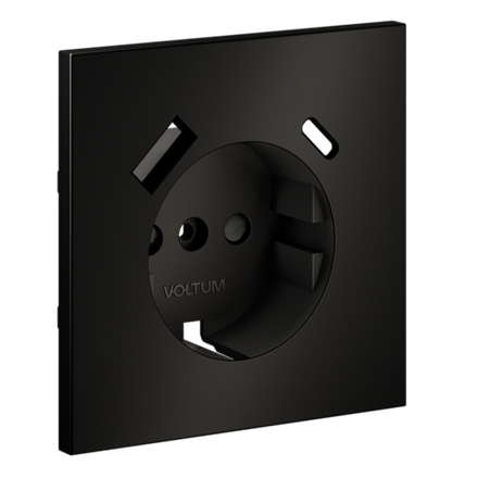 VLSM001012 Накладка для розетки с заземлением и защитными шторками, с USB A+C, S70 Metal (антрацит). (ТМ Maytoni)