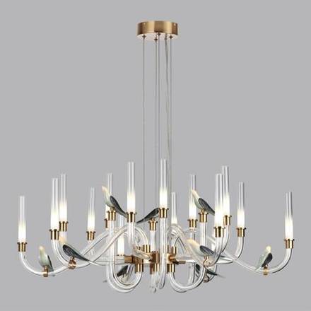 5431/37L L-VISION ODL_EX24 093 золотой(под латунь)/белый градиент/беж./зеленый/ металл/стекло/керамика Люстра LED 37W 4000K LARK