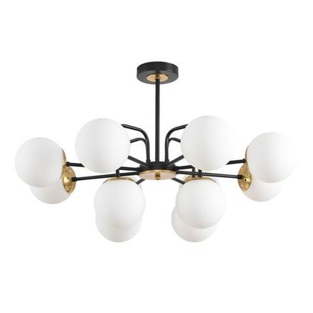 8375/12C MODERNI LN26 172 черный/латунь/белый, металл/стекло Люстра потолочная E27 12*60W 220V ELRONA