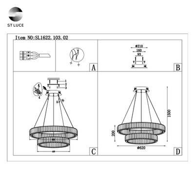 SL1622.103.02 Люстра подвесная ST-Luce Хром/Прозрачный LED 1*70W 4000K