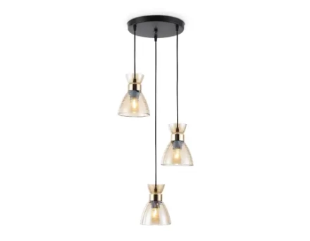 Светильник подвесной TR3405/3 BK/FGD/TI черный/золото/янтарь E27/3 max 60W D345*1000