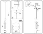 Светильник подвесной LH55251 BK/BS/CL черный/латунь/прозрачный E14 max 40W D65*1500