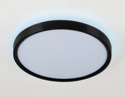 Потолочный светодиодный светильник FZ3050 BK черный IP44 24W+10W 6400+6400К D290*40 (Без ПДУ)
