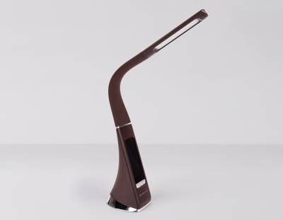 Светодиодная настольная лампа с дисплеем DE510 BR коричневый LED 3000-6400K 6W+LCD 2W