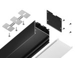Алюминиевый профиль накладной/подвесной "Profile System" GP3100BK черный/матовый рассеиватель 2000*50*50, 2 заглушки, 4 крепления в комплекте (для ленты до 41,4мм)