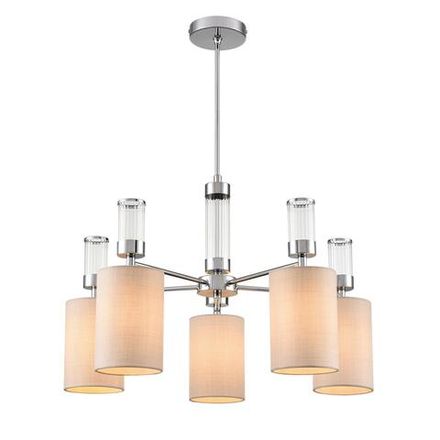 6585/5 MODERNI LN25 хром/бежевый, металл/текстиль, стекло Люстра подвесная E14 5*40W 220V ARNIKA