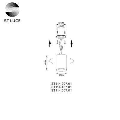 ST114.507.01 Светильник потолочный Белый GU10 1*50W  IP20 L65xW65xH93 220V Без ламп