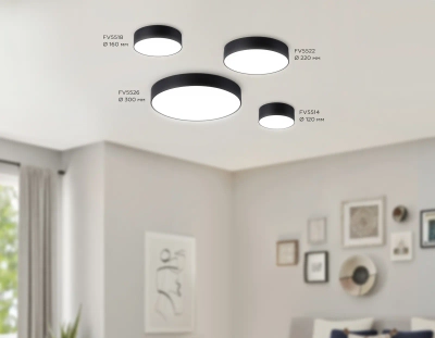 Светильник светодиодный потолочный FV5514 BK черный LED 15W 4200K D120*58 (Без ПДУ)