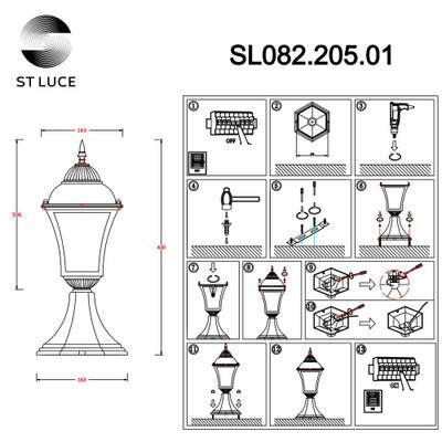 SL082.205.01 Светильник уличный наземный ST-Luce Бронза/Бронза, Прозрачный E27 1*60W