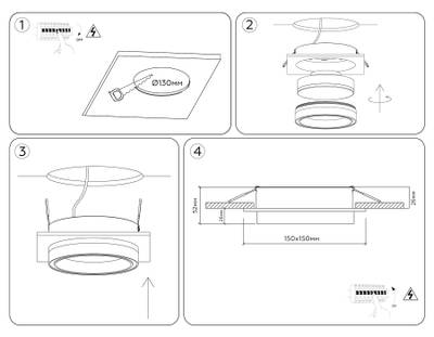 Светильник встраиваемый TU5230 BK черный IP20 GX70 D150*150*52