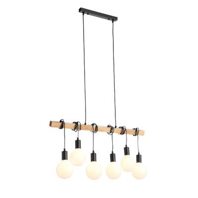 SL1142.403.06 Светильник подвесной Черный, Светлое дерево E27 6*60W