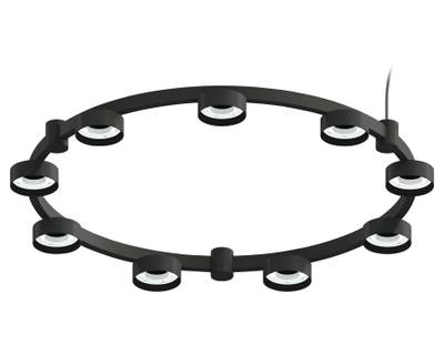 Корпус светильника Techno Ring подвесной для насадок Ø85мм C9242/9 SBK черный песок D740*70.5mm GX53/9