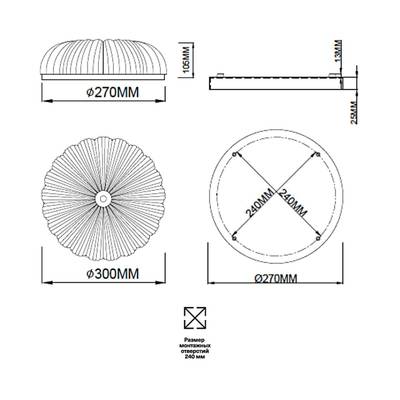 7719/36L PIKO LED SN 40 Светильник металл/стекло/прозрачный/золотой LED 36Вт 3000-6500K D300 IP20 пульт ДУ TESORO