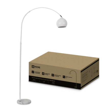 Светильник ТНО 05Б 60Вт E27 230В торшер напольн. под лампу на основании бел. IN HOME 4690612049205