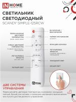 Светильник светодиодный SCANDY SIMPLE-125RCW 125Вт 3000-6500К 10000лм 230В 400х50мм с пультом ДУ бел. IN HOME 4690612062129