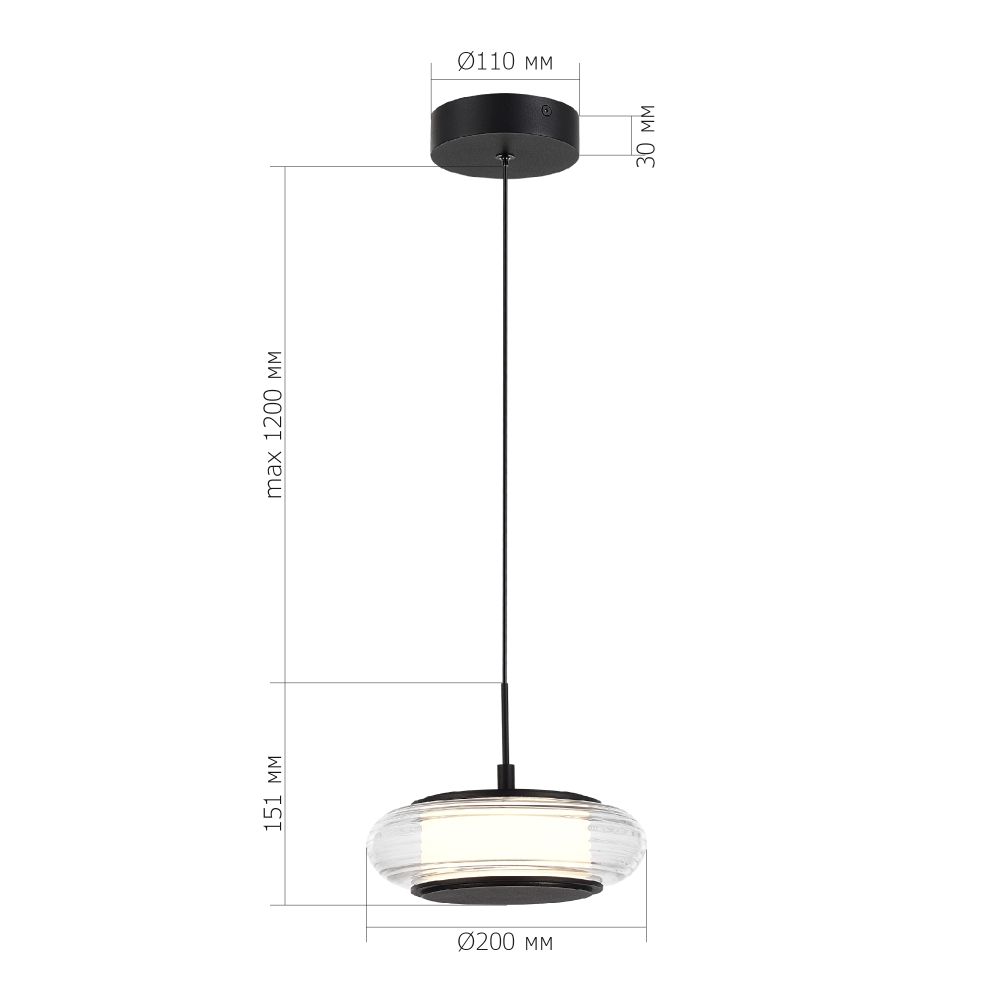 SL6239.403.01 Светильник подвесной ST-Luce черный/прозрачный LED 1*7W 3000K