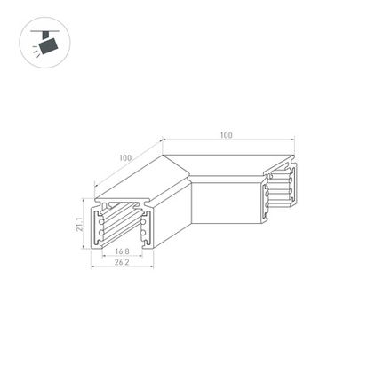 Коннектор угловой MAG-ORIENT-CON-2620-L90 (WH) (Arlight, IP20 Металл, 3 года)