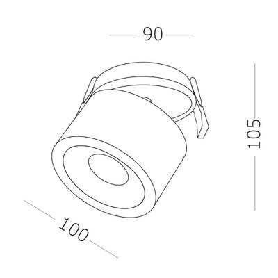ST652.438.12 Св-к встр. Черный LED 1*12W 3000K 1 000Lm Ra&gt;90 36° IP20 D100xH105 170-240VV