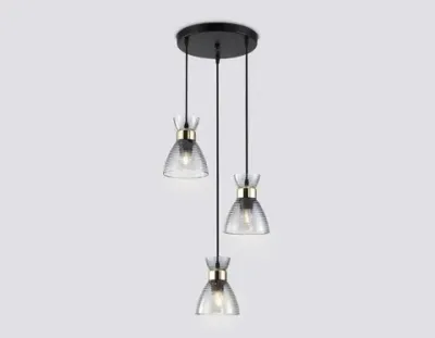 Светильник подвесной TR3408/3 BK/FGD/SM черный/золото/дымчатый E27/3 max 60W D345*1000