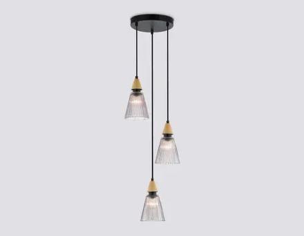 Светильник подвесной LH58112/3 BK/LW/SM черный/светлое дерево/дымчатый E14*3 max 40W D270*1200