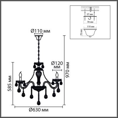 8376/6 CLASSI LN золото/прозрачный, металл/хрусталь Люстра подвесная E14 6*40W 220V ALISSA