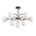 8375/9C MODERNI LN черный/латунь/белый, металл/стекло Люстра потолочная E27 9*60W 220V ELRONA